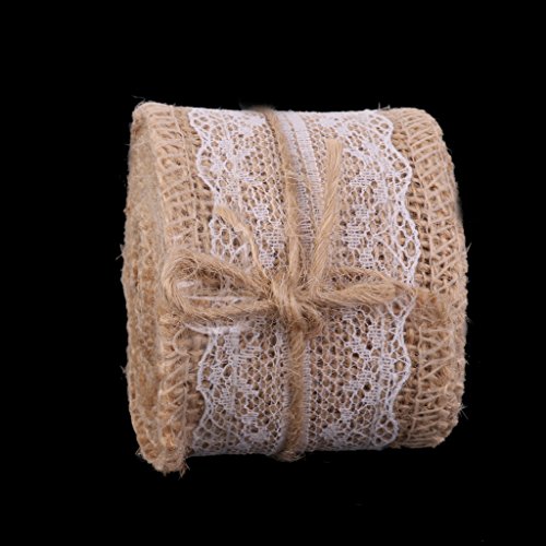 Image of Imported Hessian White Lace Burlap Craft Ribbon for Vintage Wedding Home Deco...-15013903MG