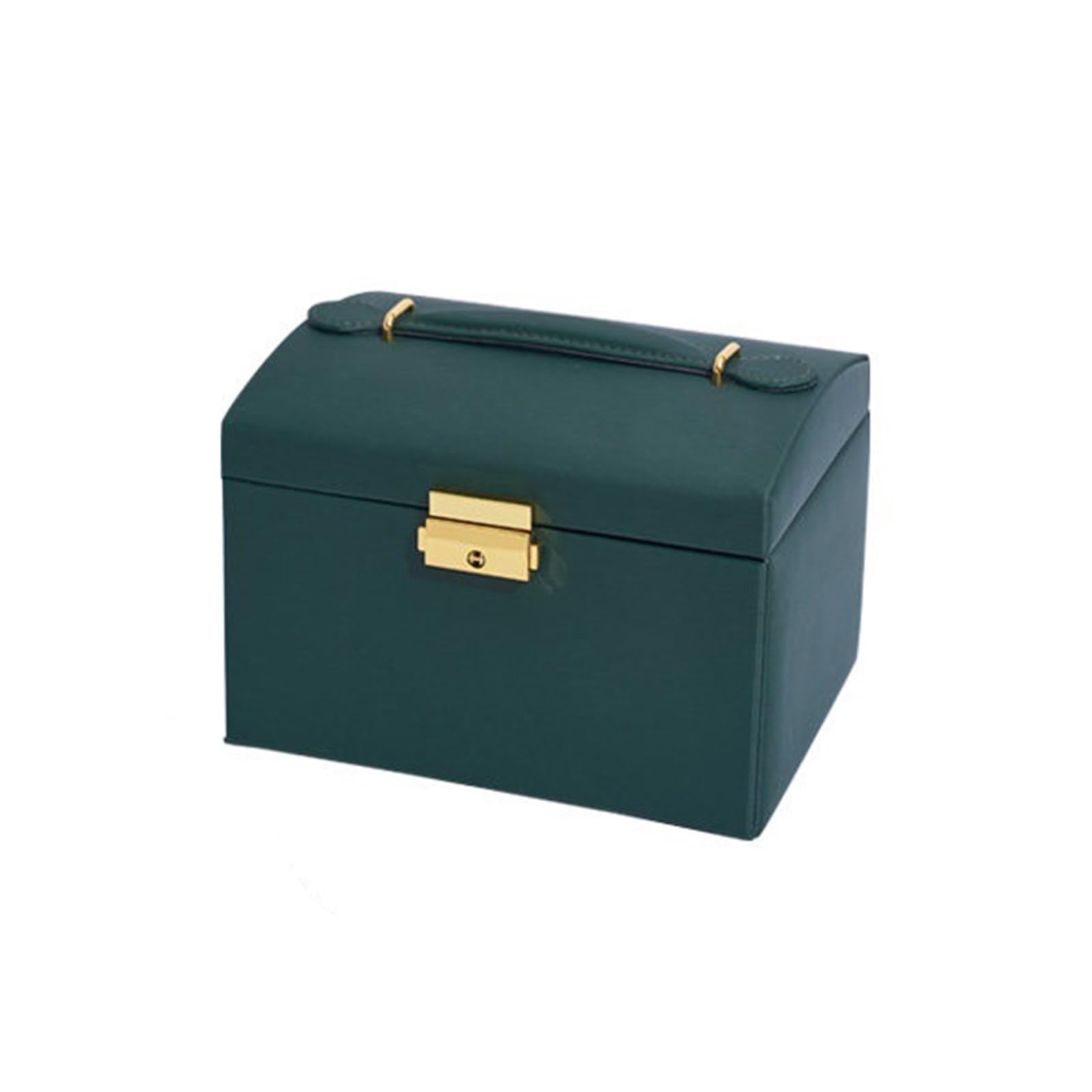Shihan-2015 Jewelry Organizer Multi-layer Jewelry Storage Box Large Capacity Leather Case With Handle Jewelry Storage Case(Green)