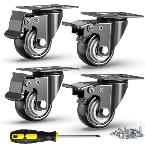 HOLKIE Heavy Duty PU Caster Wheels Set