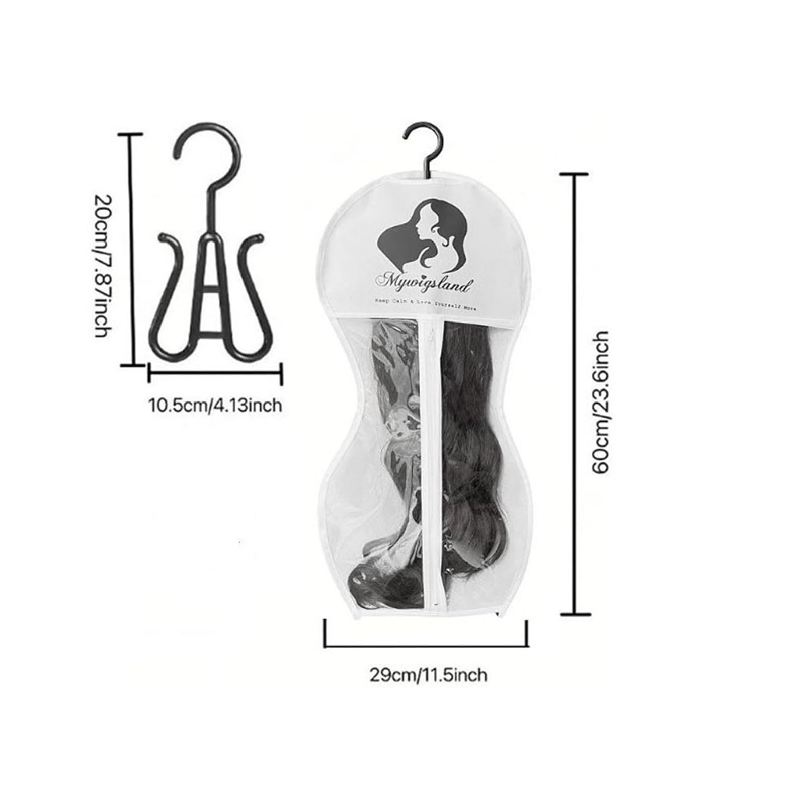 PerüCken Aufbewahrungsbeutel 3 Stück Perücken-Aufbewahrungstaschen mit stabilen Metallbügeln – schwarzes transparentes Design for mehrere Perücken und Haarverlängerungen(1pcredrose)