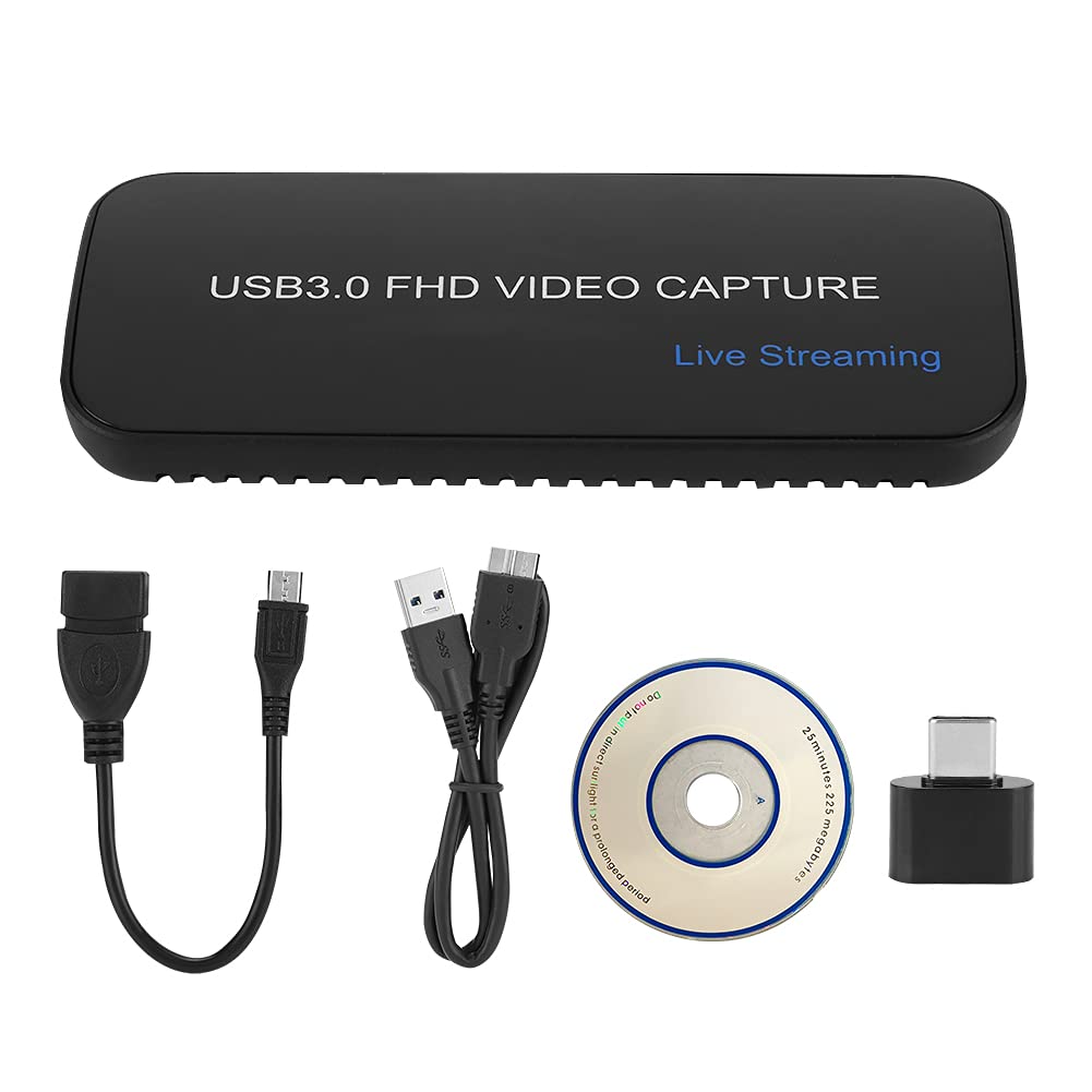 Goshyda Tarjeta de Captura de Video, 1080P 60FPS Tarjeta de Captura USB 3.0 Tarjeta de Captura HDMI FHD Caja de grabadora de Video con Larga Vida útil para transmisión en Vivo