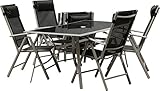 IB-Style Top Gartenmöbel Jamaica Gartengarnitur Alu/Textilen 6 Kombinationen Gartentisch schwarzglas