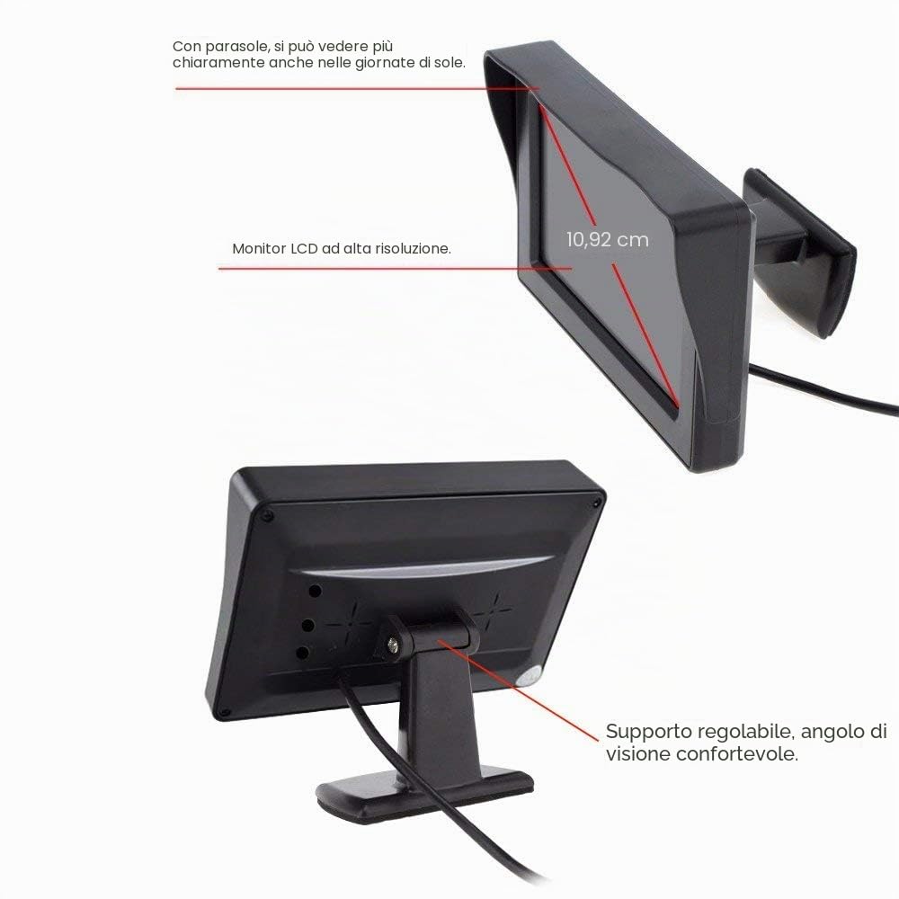 4.3 pollici LCD schermo telecamera posteriore posteriore impermeabile telecamera posteriore con monitor per auto SUV camion