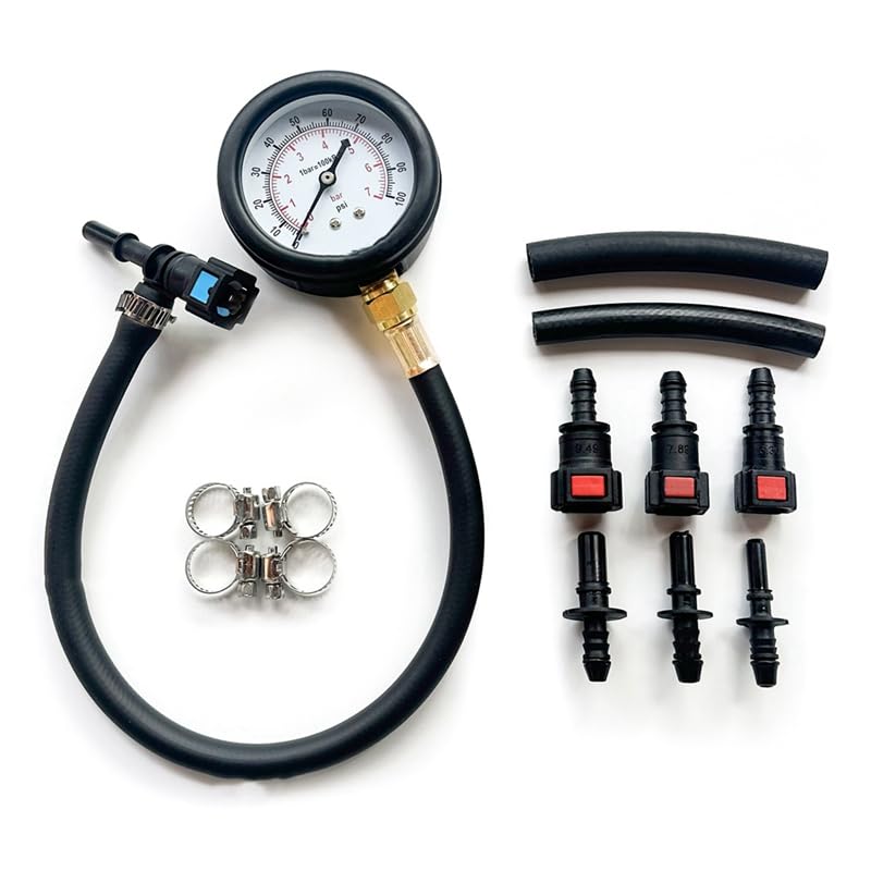Jevina Kit de medidor de presión de combustible para coche y moto, incluye adaptador y conexión rápida