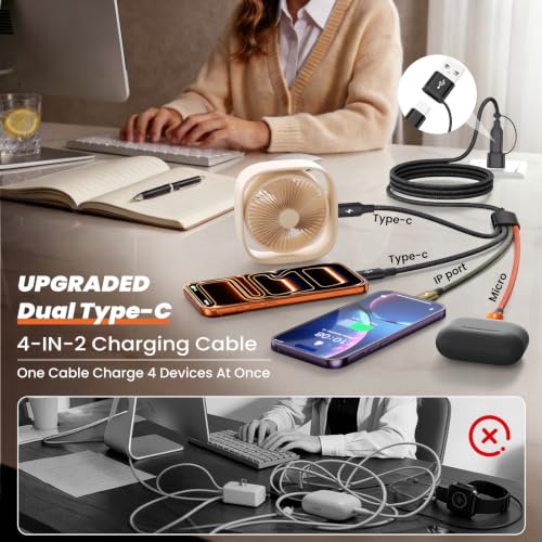 Image of 4 in 2 Multi Charging Cable, 2Pack 5FT Charging Cords for Multiple Devices