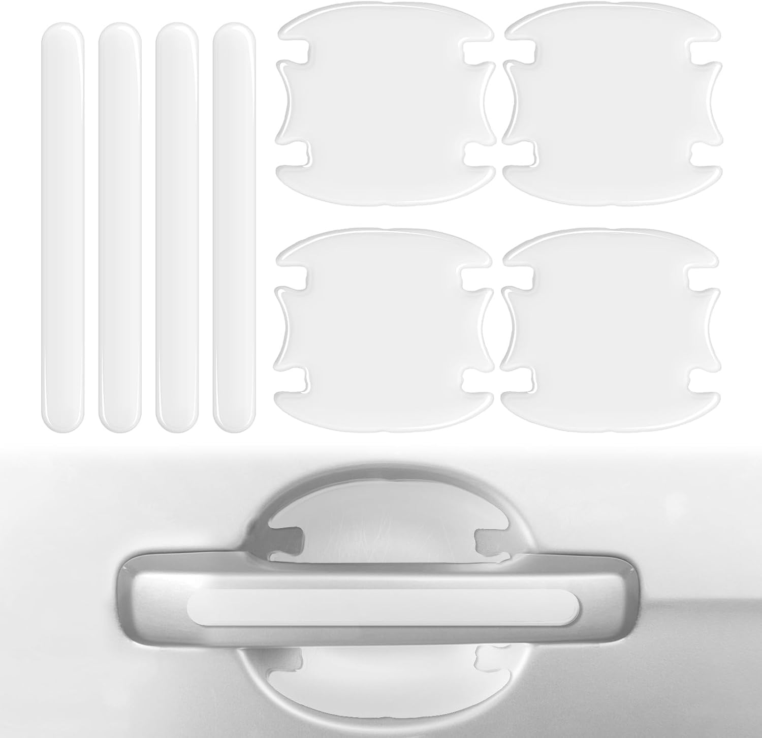 YDSTNiu 8 Pcs Door Handle Protector for Skoda Fabia Schrägheck 3 (III) NJ Facelift I 2018-2021, Scratch Guard Protective Film Recess Sticker Paint Surface Robust Shield
