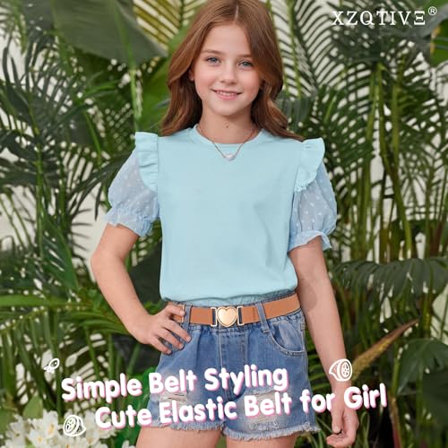 XZQTIVE 2 Pack Kids Elastic Belt for Girls Adjustable Toddler Belt with Cute Heart Buckle2