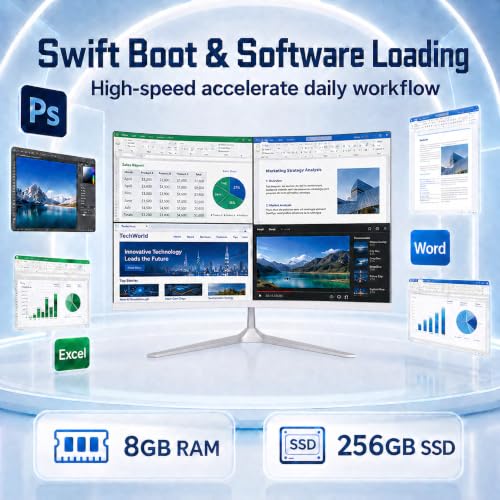 Image of 23.8inch Curved All-in-One PC, Adjustable Tilt Screen, Ultra-Slim