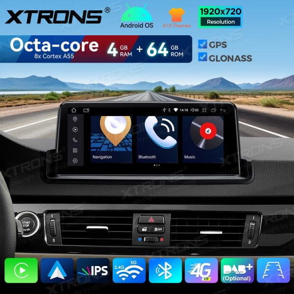 XTRONS QDB1090UNL AUTORADIO GPS do BMW E90 E91 E92 E93 Android 14 WIFI 4G Carplay 10,25"