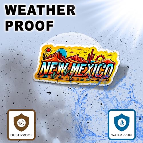 Image of New Mexico State Sticker 5 Inch Waterproof Vinyl Decal USA State Graphic Sticker for Laptop Water Bottle Car Window Bumper Truck Travel Souvenir Durable