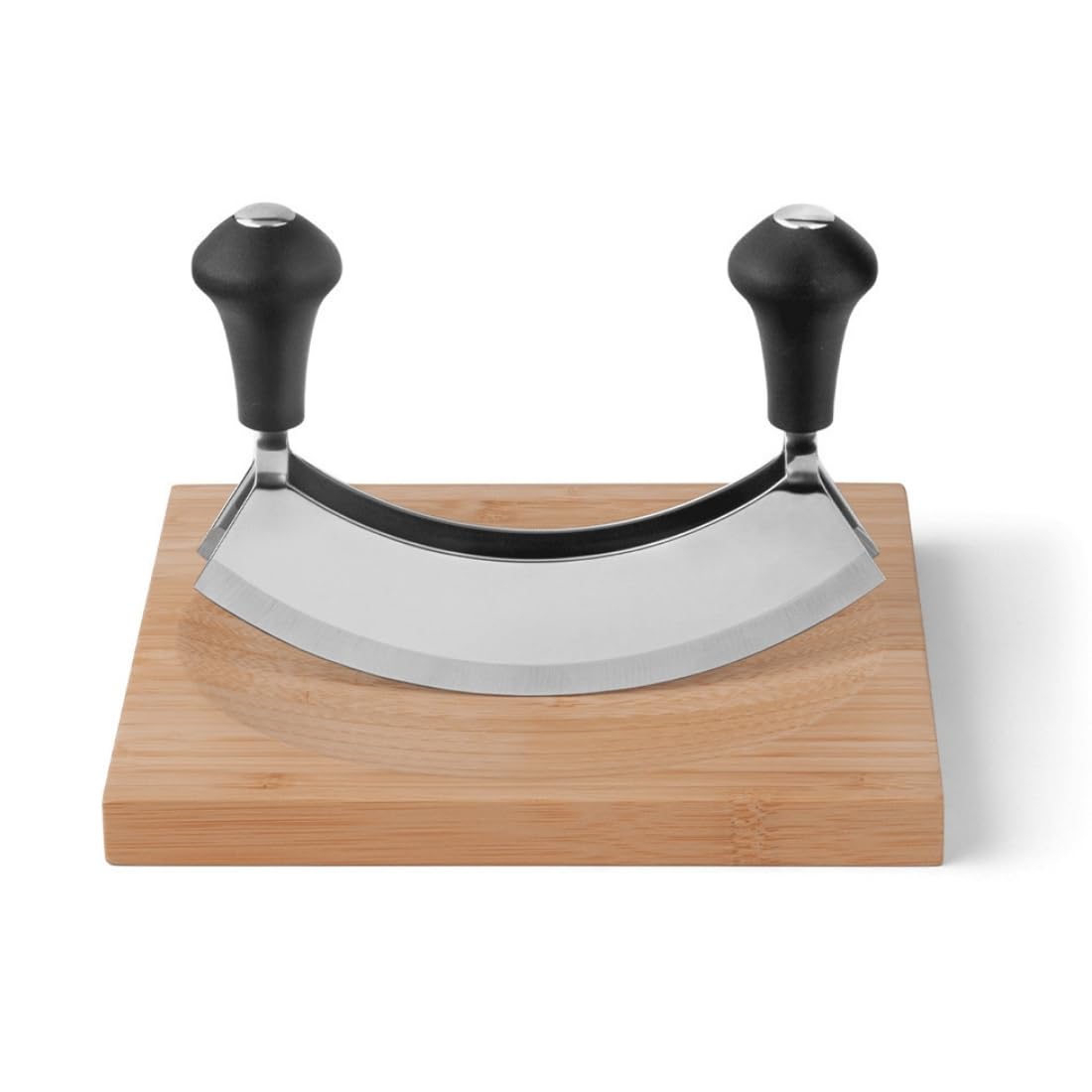 Kuppels Sharp LINE Wiegemesser 2-tlg, zweischneidig, mit Schneidebrett | Kräutermesser mit ergonomischen Griffen, ideal zum Verhacken und Zerkleinern von frischen Kräutern