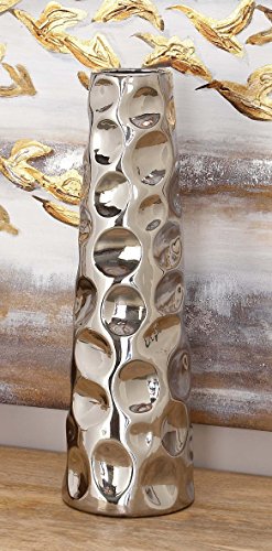 Deco 79 Ceramic Vase With Bubble Texture, 6" X 6" X 20", Silver #TOP2