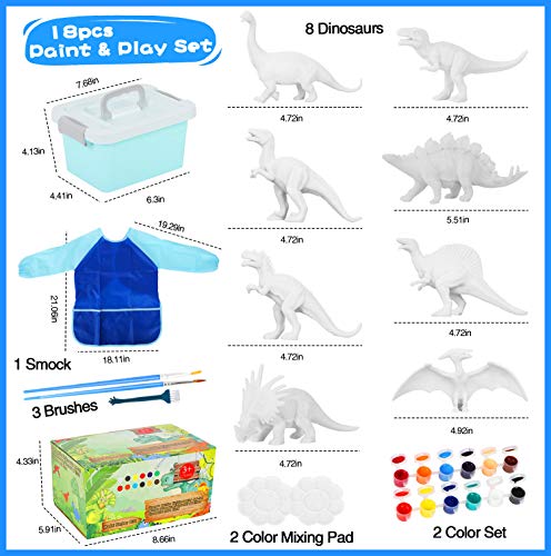 Auney Kids Dinosaur Painting Kit, DIY Dinosaurs Toys Art and Craft Supplies Set 3D Painting Animal Set for Boys Girls Age 3 4 5 6 7 Years Old
