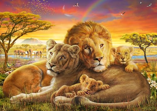 Schmidt Spiele 58987 - Puzzle (1000 Piezas), diseño de Familia de Leones