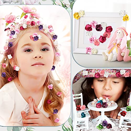 132 Pcs Artificial Mini Rose Fake Mixed Color Paper Flower Handmade Small Flowers For Crafts Miniature Flowers Wedding Bouquet Paper Mini Flowers With Stems For Diy Crafts Scrapbooking Embellishment #TOP3