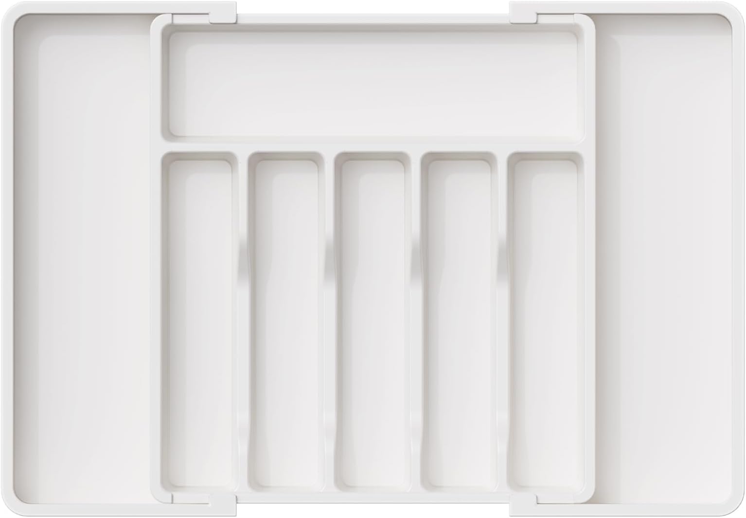 Lifewit Extendable Cutlery Drawer Organiser, Adjustable Cutlery Tray, Plastic Adjustable Kitchen Storage Dividers for Utensil Spoons Forks Knives, 8 Compartments, 33-57 x 38cm, White