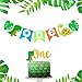 LaVenty Set of 2 Dinosaur First Birthday Banner Dinosaur One Cake Topper Dinosaur 1st Birthday High Chair Banner Dinosaur Birthday Party Decoration