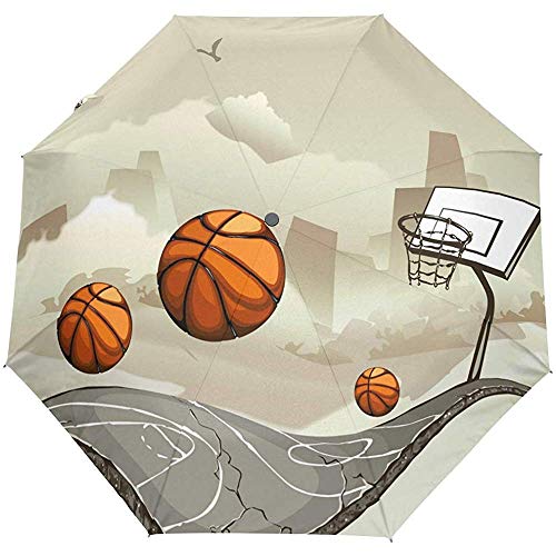 Preisvergleich Produktbild Abstract Basketball Umbrella Windproof Automatische Faltbare Regenschirme Auto Open Close für Männer, Frauen, Kinder