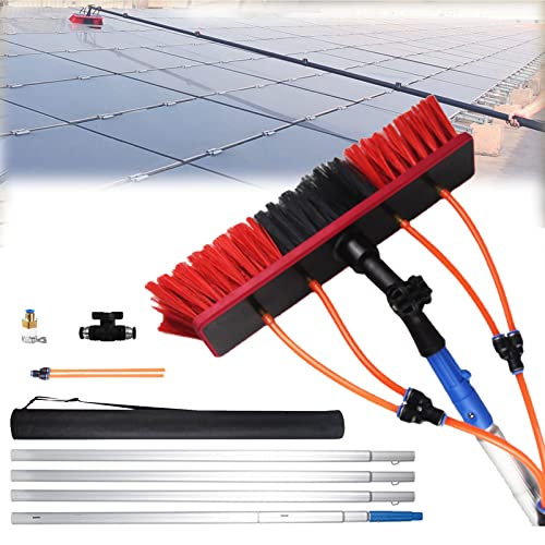 Teles - Kit di spazzole per la pulizia dei pannelli solari, palo alimentato ad acqua per la pulizia di finestre esterne, spazzola rotante per pannelli solari domestici e fotovoltaici