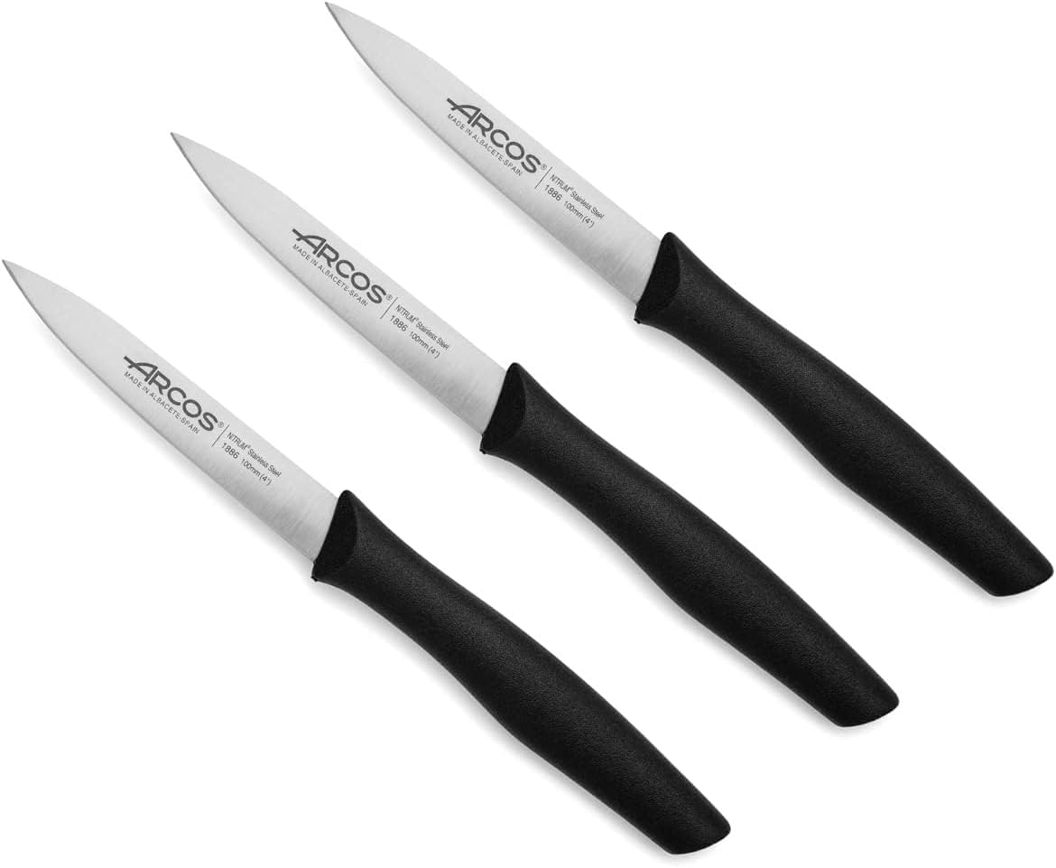 Arcos Coltello per Sbucciare in Acciaio Inossidabile per Cucina Professionale, Manico Ergonomico in Poliossimetilene, Lama 90 mm, Nero – Serie Nova