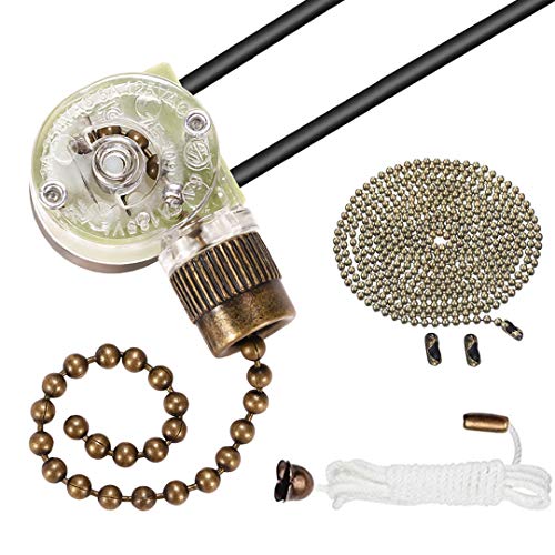 Ceiling Fan Switch, 1 Pack Zing Ear ZE-109 Pull Chain Switch Premium Quality, On-Off Fan Light Switch, Second Generation Ceiling Fan Light Switch Compatible with Most Hunter Ceiling Fan With Light