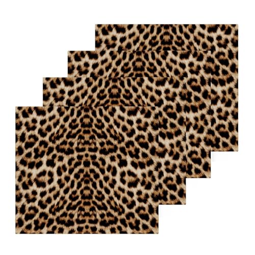 SUABO Leopard Cotton Bath Washcloths,Leopard Print Cheetah Pattern Fingertip Towel Face Cloths Absorbent Wash Cloths Quick Drying Bath Cloths for Bathroom,Spa,Gym,Kitchen,12 x 12 Inch,Set 6