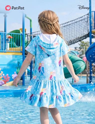 Image of Disney Princess Frozen Stitch Marvel Minnie Girl Swim Cover Up Terry Cloth Swimsuit Coverup Zip-up Bathing Suit Wrap Hooded