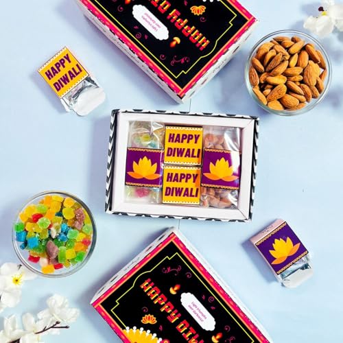 Image of Expelite Diwali Gift for Employees Under - Diwali Chocolate Gift box with Almonds and Greetings Online