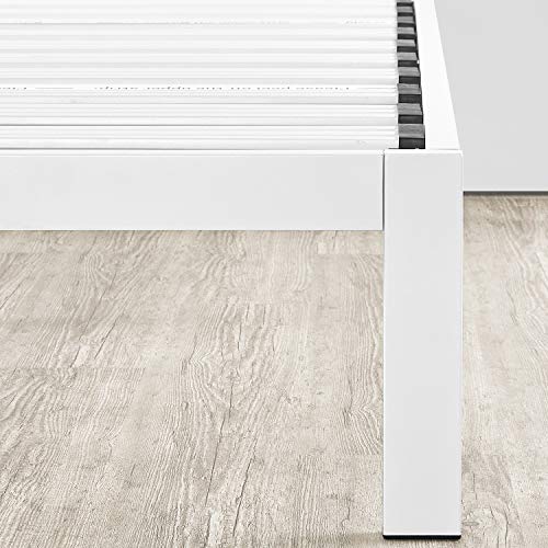Mellow Rocky Base C 14" Platform Bed Heavy Duty Steel White, W/ Patented Wide Steel Slats (No Box Spring Needed) - Full #TOP7
