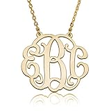 Monogram Necklace Personalized Initial Name Necklace (18k gold-plated-silver, 16)