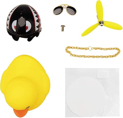 Miniatura 7 de wonuu - Patito de goma amarillo de adorno decoración para tablero de auto el pato viene con divertidas lentes de sol y casco de hélice