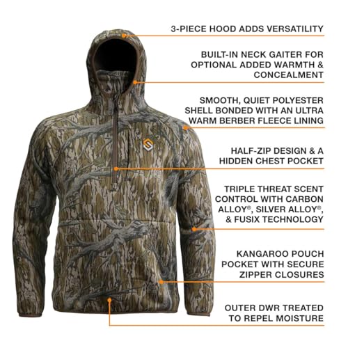 ScentLok Men’s Midweight Ridge Hunting Hoodie – Scent Control with Carbon Alloy, Fleece Lining, Built-In Gaiter & DWR Finish3