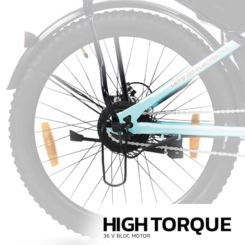 Image of Motovolt Kivo 24 Lite Electric Cycle | 36V 250W BLDC Motor | Up to 45 KM Range | 6Ah Removable Li-ion Battery (IP65, BIS Certified) | 110 kg Payload Capacity | Front Suspension | 24 inch Tyres | NEON BLUE