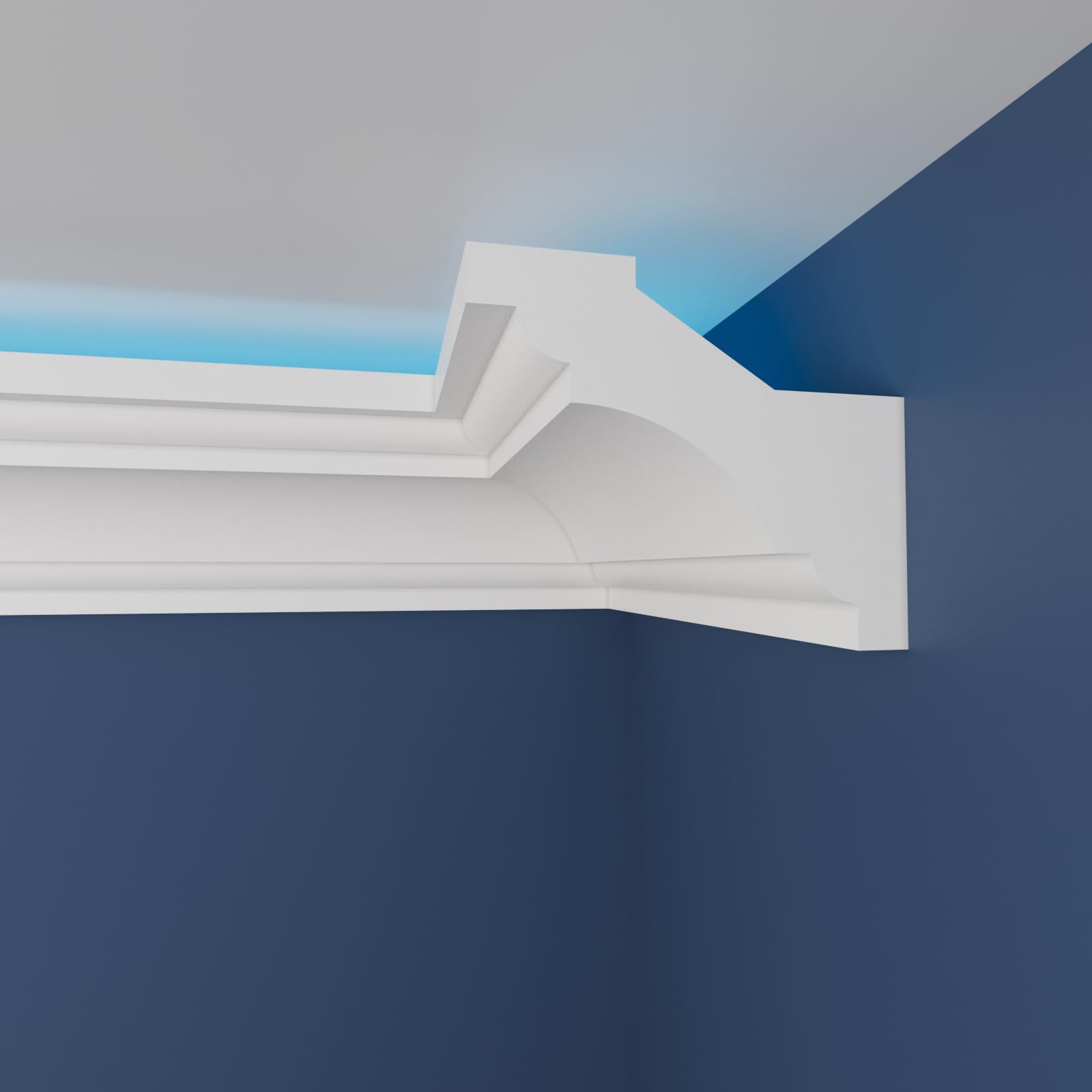 WOLDECOR Modern LED Ceiling Coving Cornice–Stylish XPS Lightweight Moulding Trim,Easy DIY Installation,Durable Decorative Coving for Walls and Ceilings with LED Lights (WLZ06, 10 Meters)