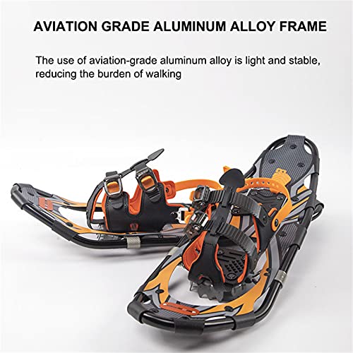 Zjdu Terrain Snowshoes,Aluminum Alloy Non-Slip Adjustable Snow Shoes,With Snowshoes Trekking Poles And Tote Bag,Special Eva Padded Ratchet Binding, Heel Lift,For Women Men Youth,Orange,30" #TOP1