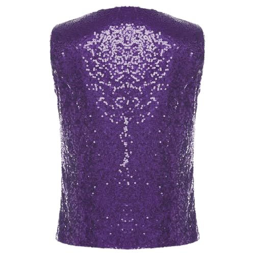 Girls Sequins Waistcoat Sparkly Glitter Wedding Prom Party Dressy Vest Square Neck & Sleeveless2
