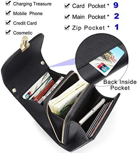 REETEE Women Crossbody Phone Bag Genuine Leather Phone Bags for Womens, Lightweight Small Cellphone Shoulder Bag Purse Wallet with Adjustable Shoulder Strap and 7 Card Slots (Black)