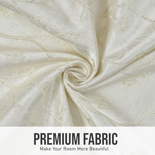 Image of FRESH FROM LOOM Heavy Jari Jacquard Premium Luxury Semi Blackout Parda | Light Blocking 80% Darkening | Eyelet Rings | Durable & Fade Resistant Curtain 12 Feet Long Door (12feet, Cream, 1pc only)