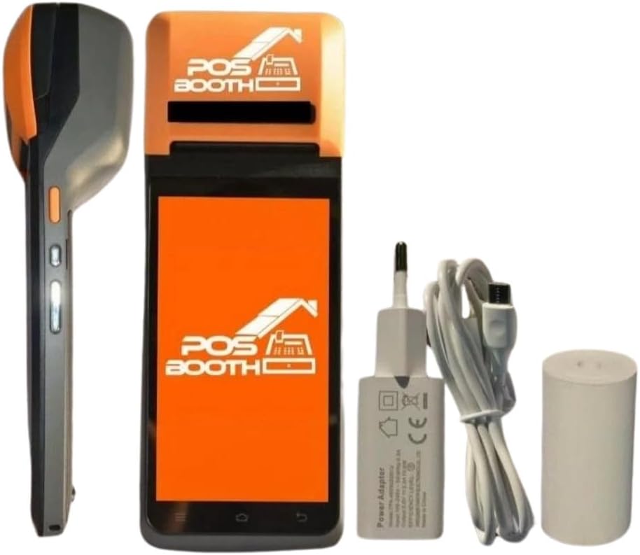 POS BOOTH Tracker Plus Handheld Billing Machine Free Billing Software Will be provided| Color-Orange