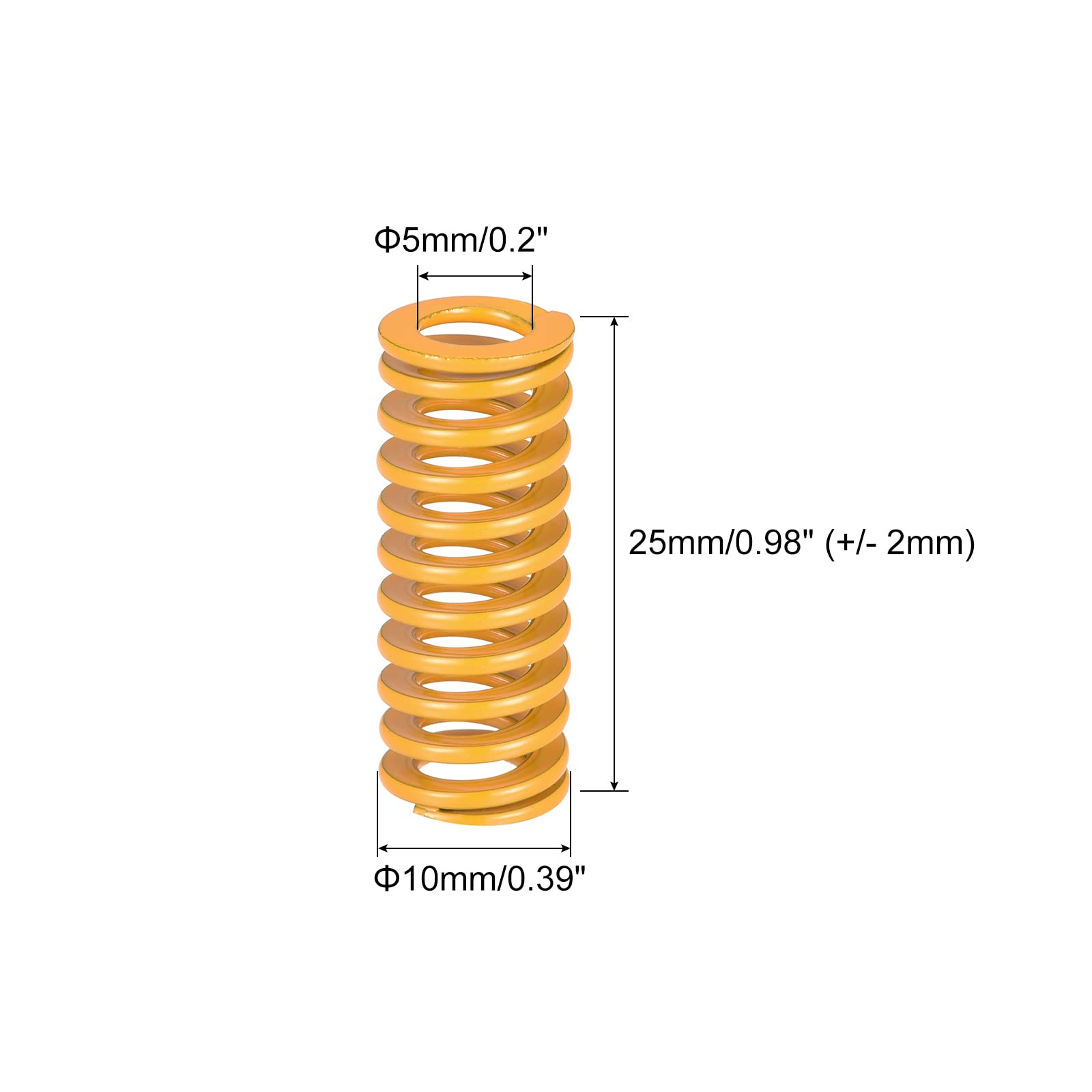 sourcing map 5 sztuk sprężyn dociskowych 3D 10 mm AD 25 mm długości, żółte sprężyny naciskowe do drukarki 3D, akcesoria, sprężyny, sprężyny, sprężyny, sprężyny, sprężyny, sprężyny, sprężyny, sprężyny