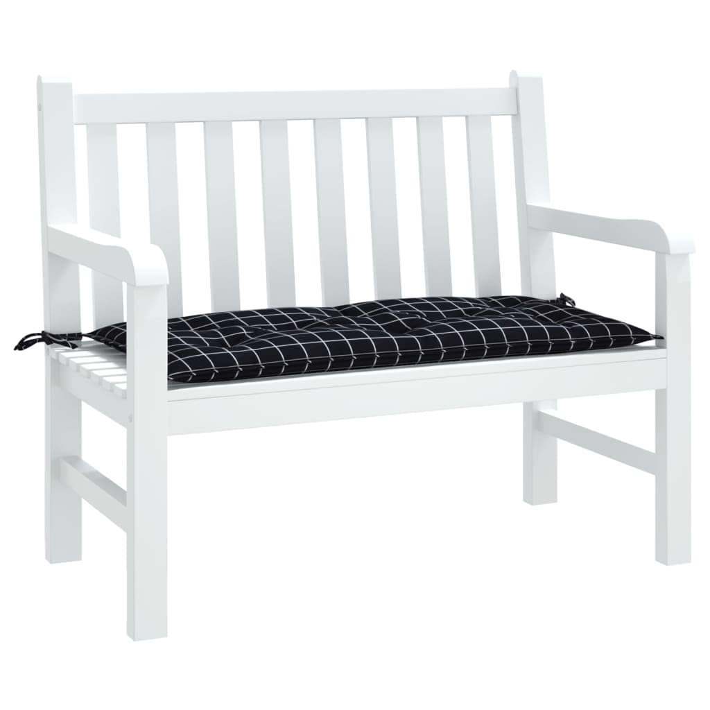 Cuscino per Panca da Giardino 110x50x7 cm Motivo Quadri Nero