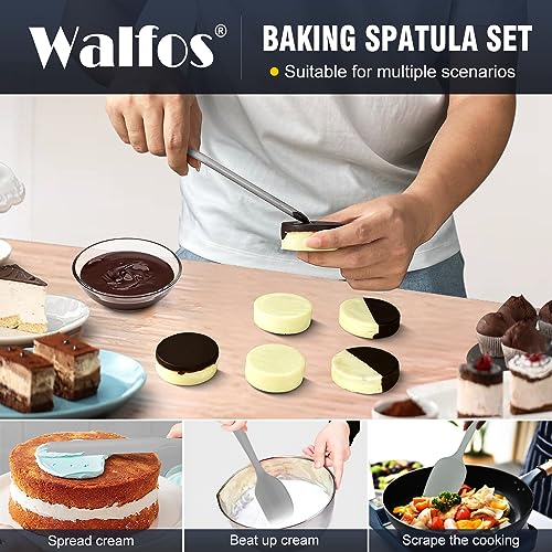 image for Walfos Silicone Spatula Set (7pcs) - 600℉ Heat Resistant Silicone Sc