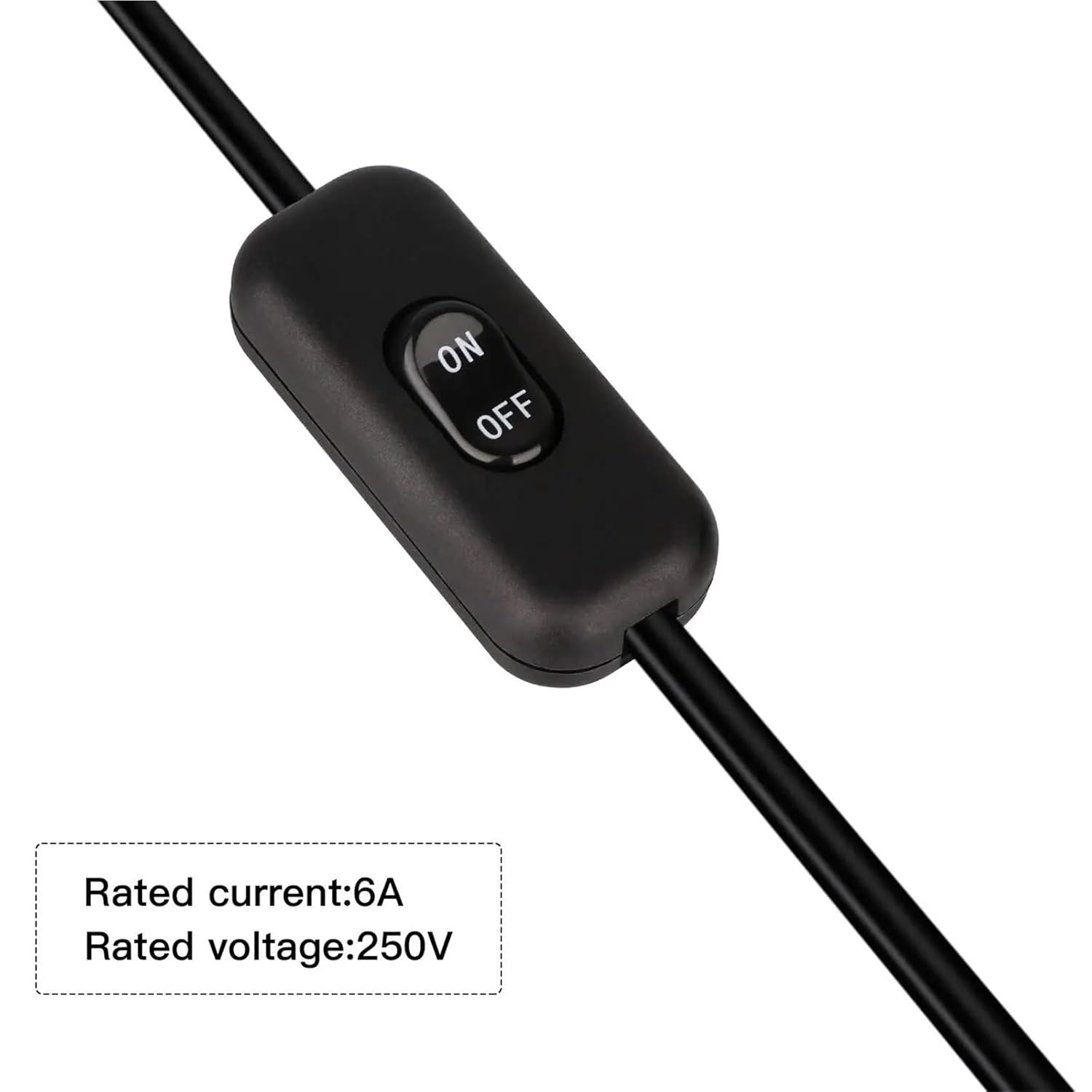 2pcs Inline Button Switch in Line Appliance 6A 250V Lamp Cord Rocker Switch for Lamp On Off