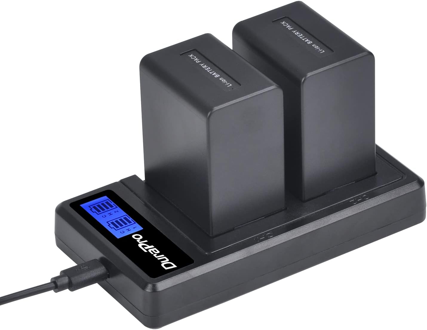 DuraPro 2Pcs 7.2V 3900mAh NPFV100 Battery + LCD USB Charger for Sony