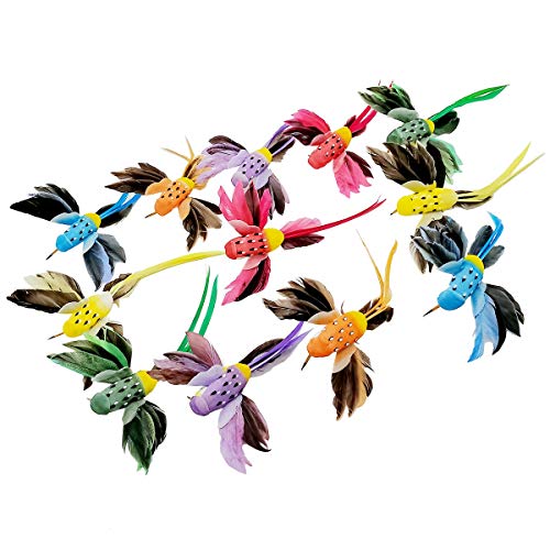 LWINGFLYER 12pcs Artificial Humming Birds Realistic Flying Hummingbird Clip on Christmas Tree Ornaments 5.5inch for Wreath Crafts Wedding Party Decoration