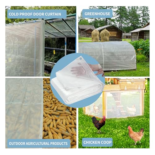 Image of TARPAL 4'x8'(2pack) Semi Clear Tarp with Grommets Greenhouse Cover 7.5mil