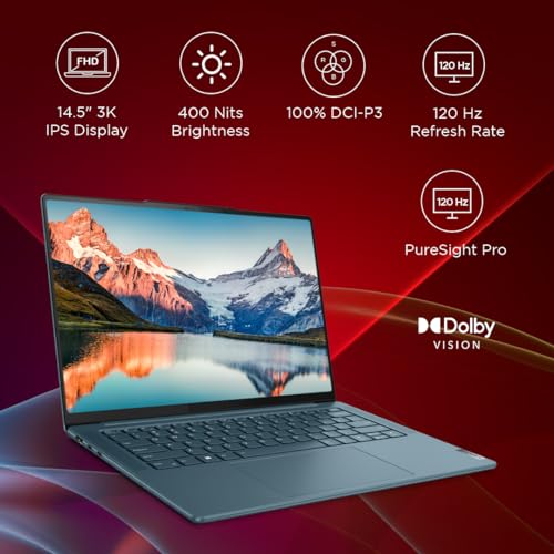Image of Lenovo Yoga Pro 7 Intel Core i7-13700H 14.5 inch(37cm) 3K IPS 400Nits Laptop (16GB /1TB SSD /NVDIA RTX 4050 6GB /Win 11 /Office 2021 /Backlit KB /1Yr Warranty /Alexa /3 Month Game Pass /Teal /1.49Kg), 82Y700A3IN