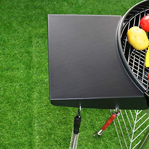 GFTIME Grill Beistelltisch für Weber 57 cm Kugelgrill, Master-Touch & Napoleon Kettle, Klappbarer BBQ Seitentisch, Rostfreier Stahl, Inkl. Haken, Perfekt für Outdoor Grillen, Holzkohlegrill Zubehör