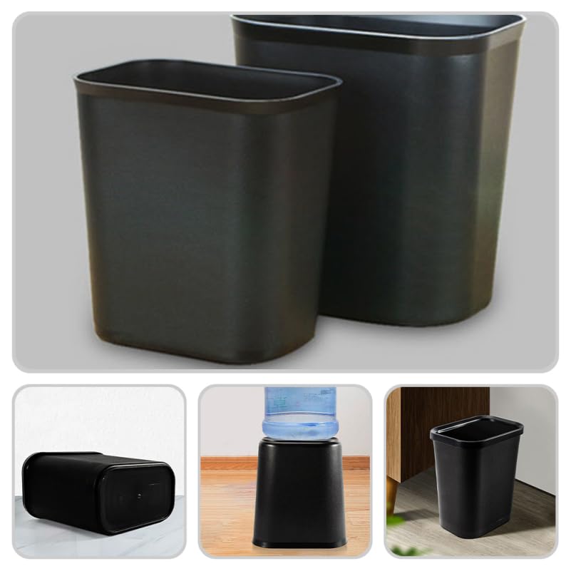 Caneca de basura abierta de plástico negra 26x24x16.5 cm miniatura 3
