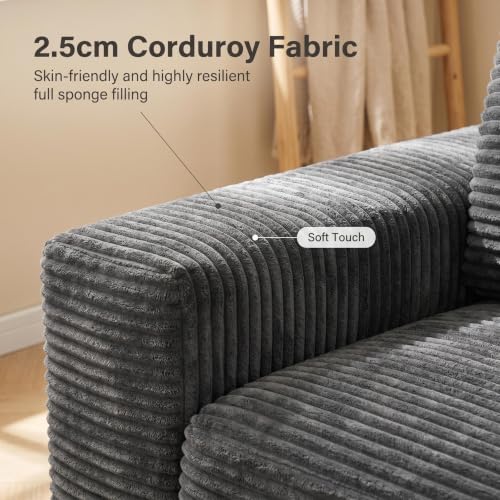Image of Modular Cloud Sectional Sofa, Oversized Corduroy Boneless Couch | Luxury Comfort, Deep Seat, Couches for Living Room and Apartment, No Assembly Required